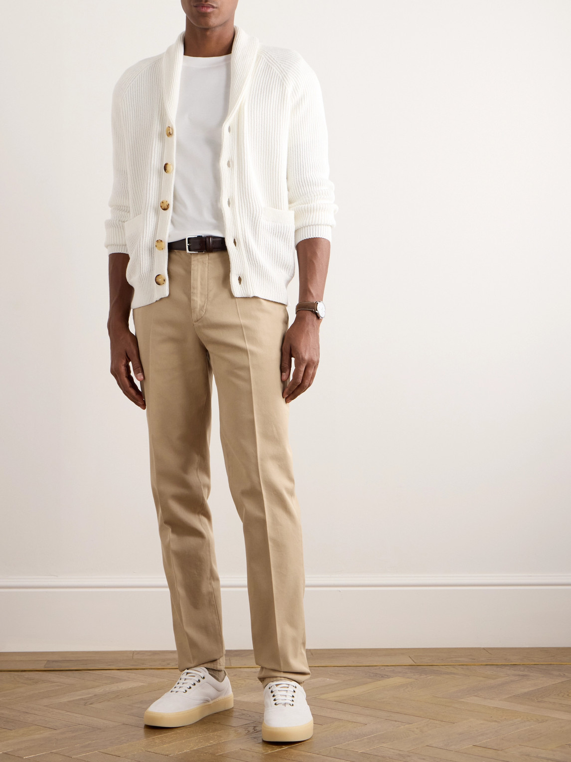 Shop Brunello Cucinelli Straight-leg Cotton-twill Trousers In Neutrals