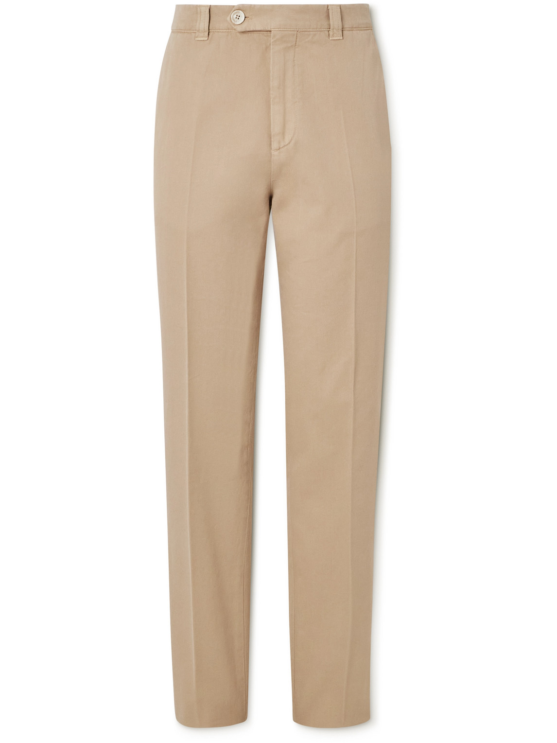 Brunello Cucinelli Straight-leg Cotton-twill Trousers In Neutrals