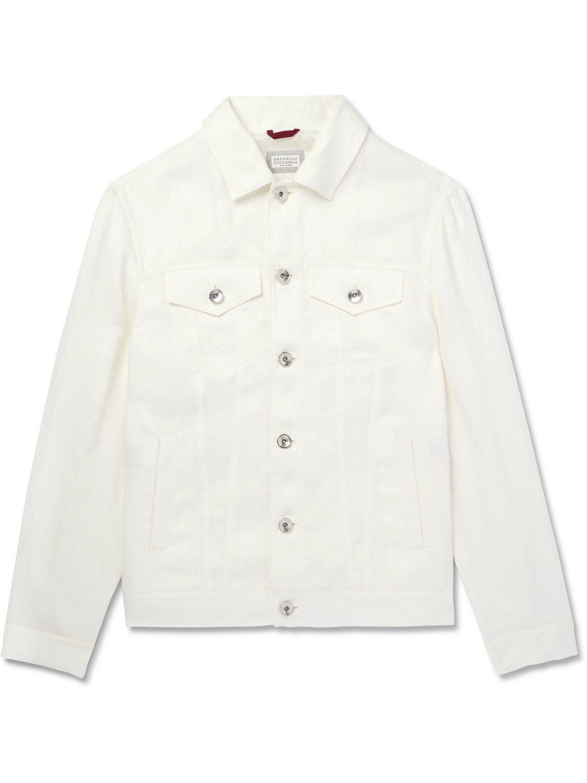 Brunello Cucinelli Linen-twill Trucker Jacket In White