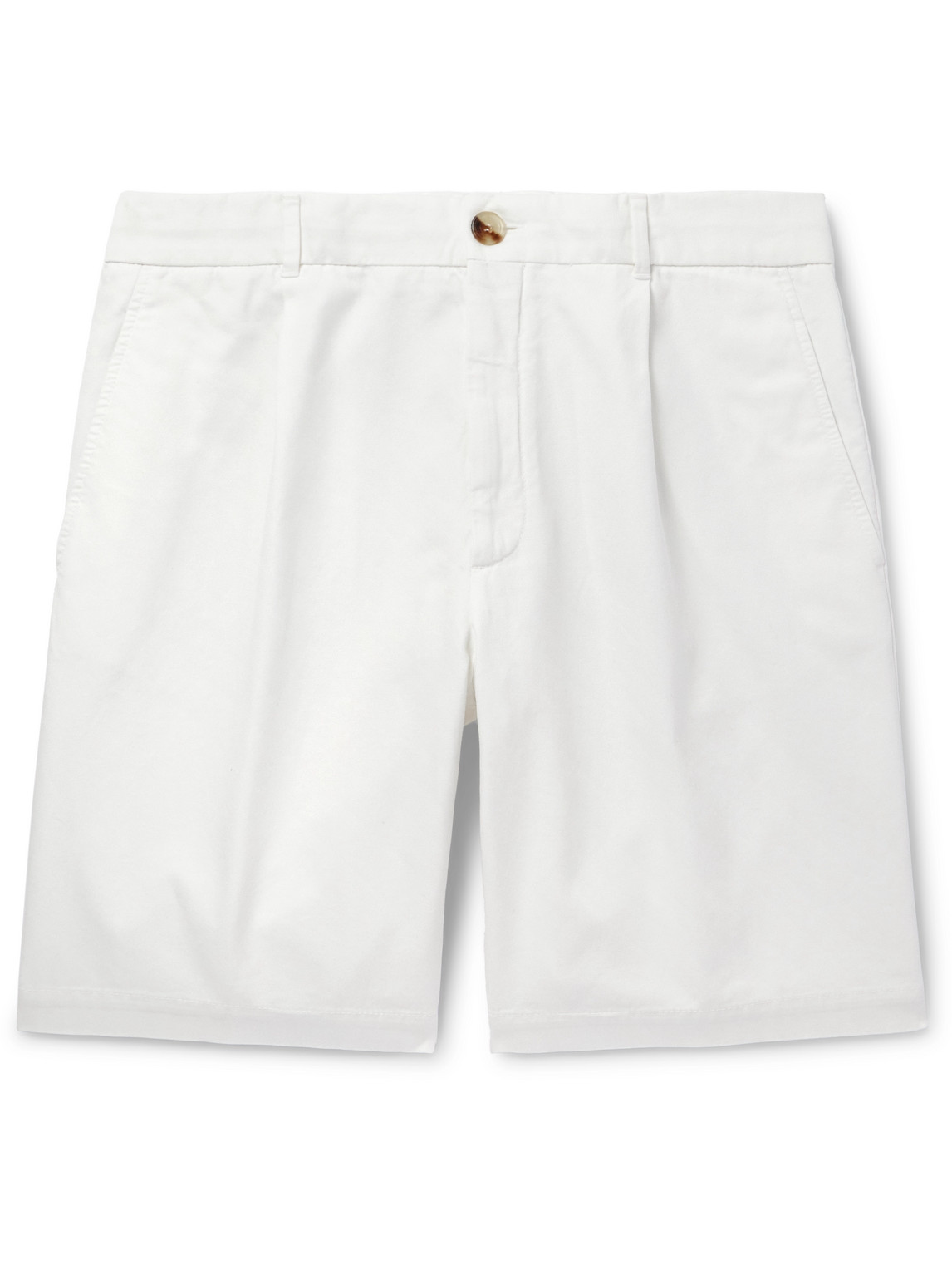 Brunello Cucinelli Straight-leg Cotton-twill Shorts In White