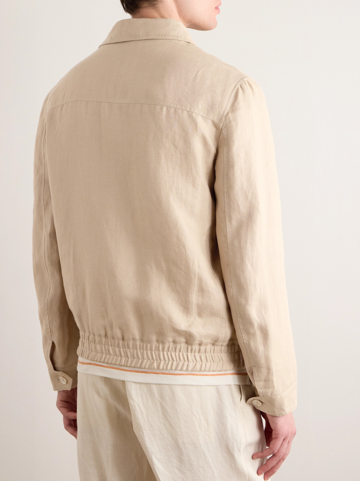 Shop Brunello Cucinelli Linen-twill Bomber Jacket In Neutrals