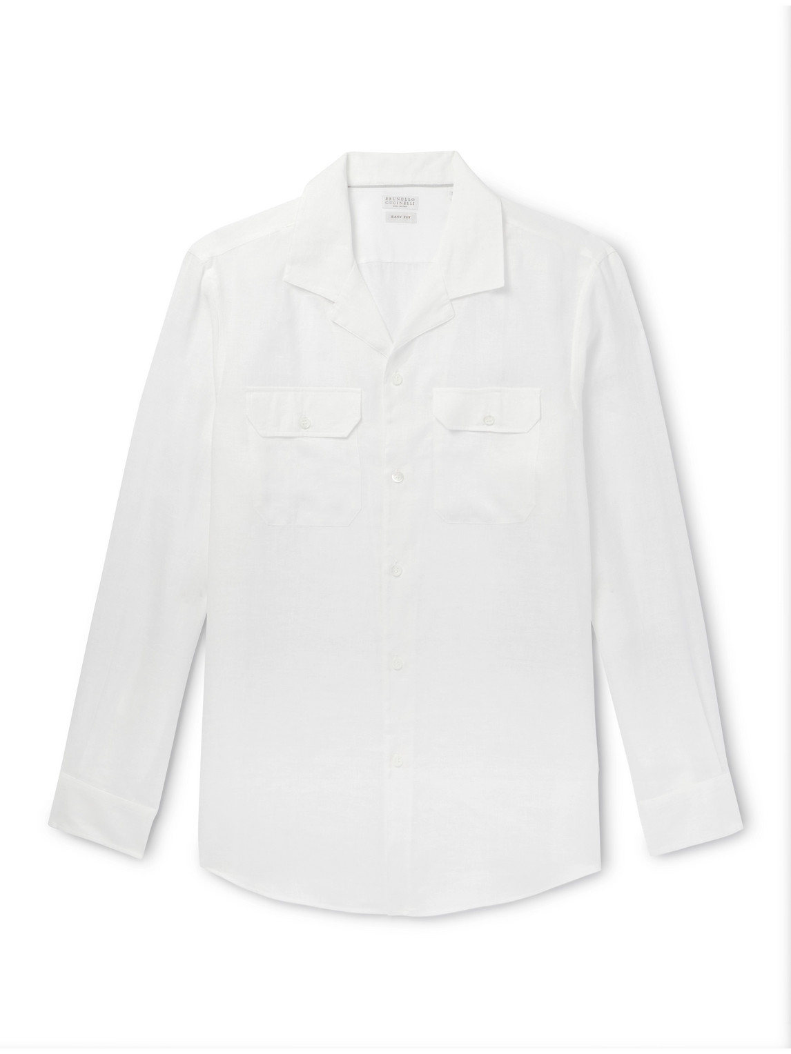 Brunello Cucinelli Camp-collar Linen Shirt In White