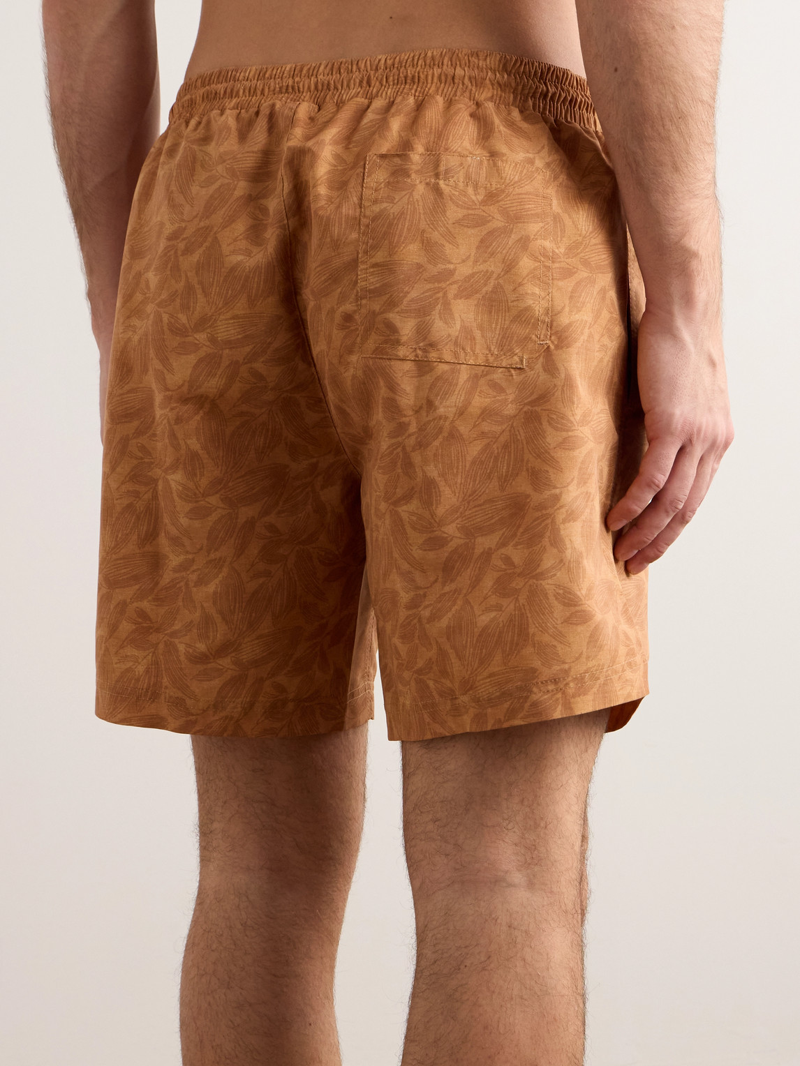Shop Brunello Cucinelli Straight-leg Mid-length Printed Swim Shorts In Orange