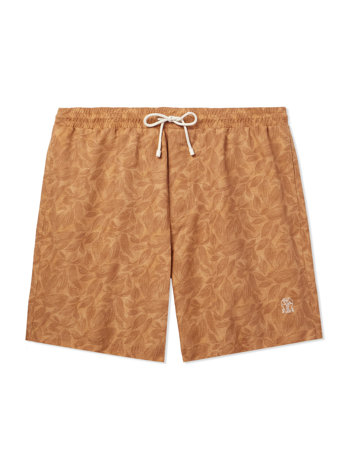 Straight-Leg Mid-Length Printed Swim Shorts