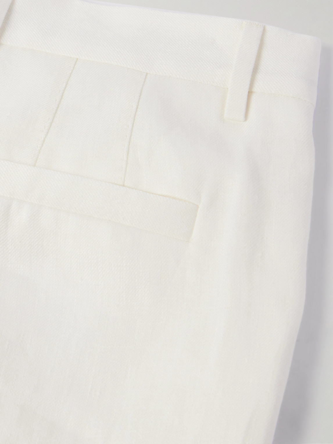 Shop Brunello Cucinelli Slim-fit Straight-leg Pleated Linen-twill Suit Trousers In White