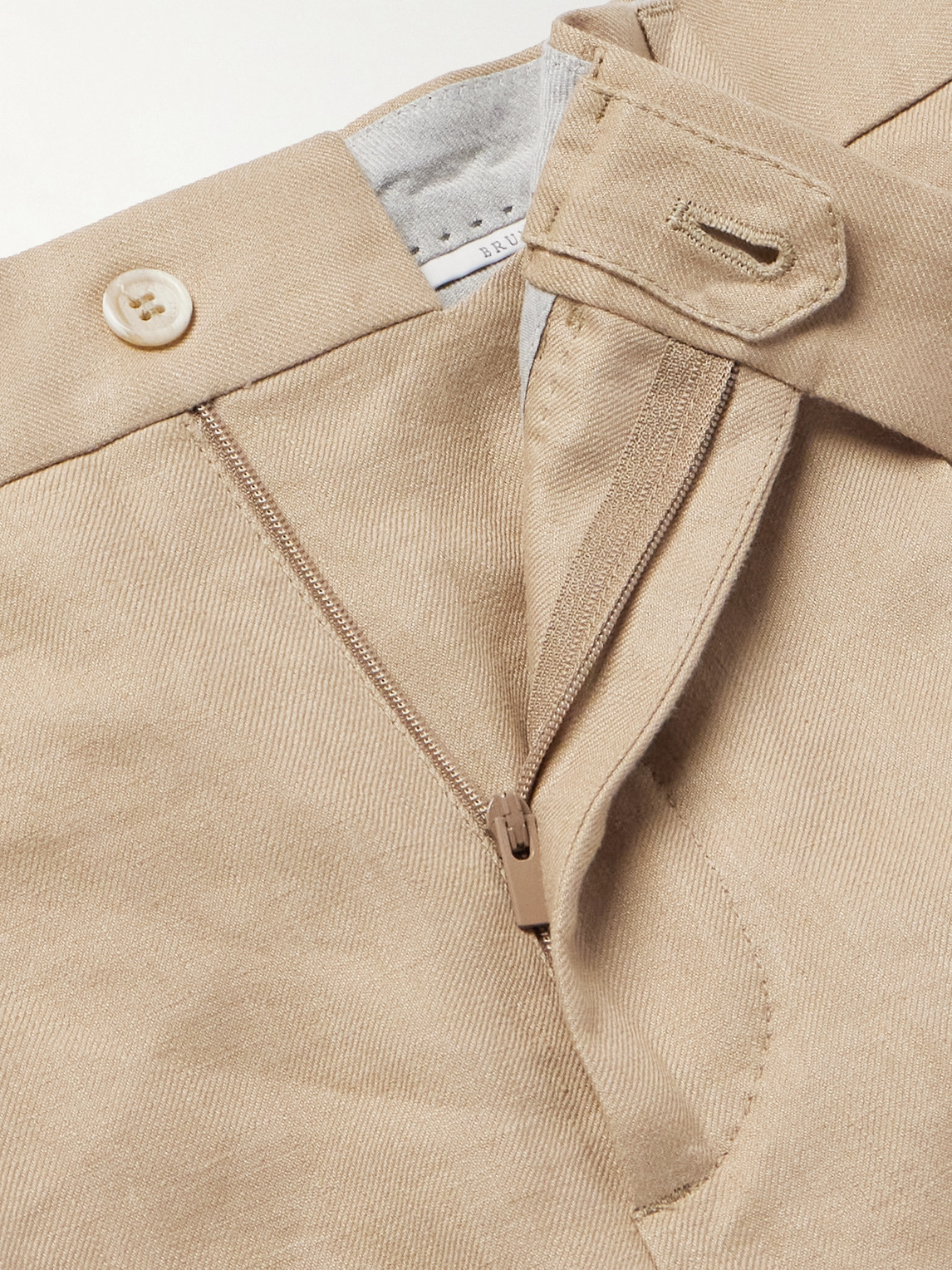 Shop Brunello Cucinelli Straight-leg Pleated Linen Suit Trousers In Neutrals