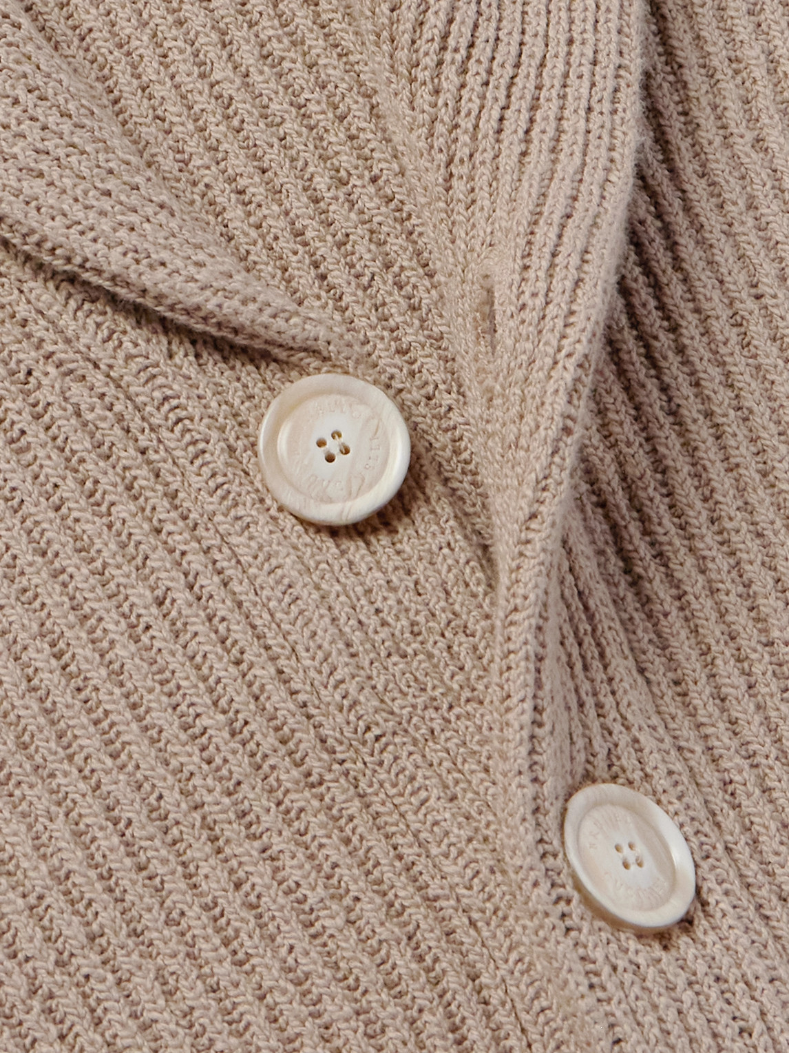 Shop Brunello Cucinelli Shawl-collar Ribbed Cotton Cardigan In Neutrals