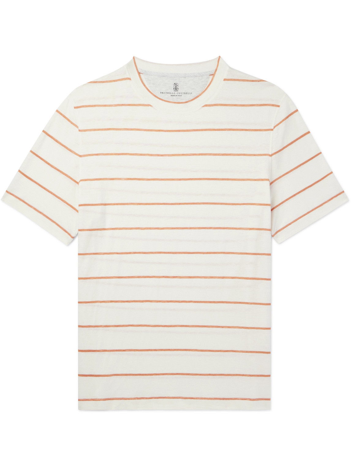 Brunello Cucinelli - Striped Linen and Cotton-Blend T-Shirt - Men - Neutrals - XXXL