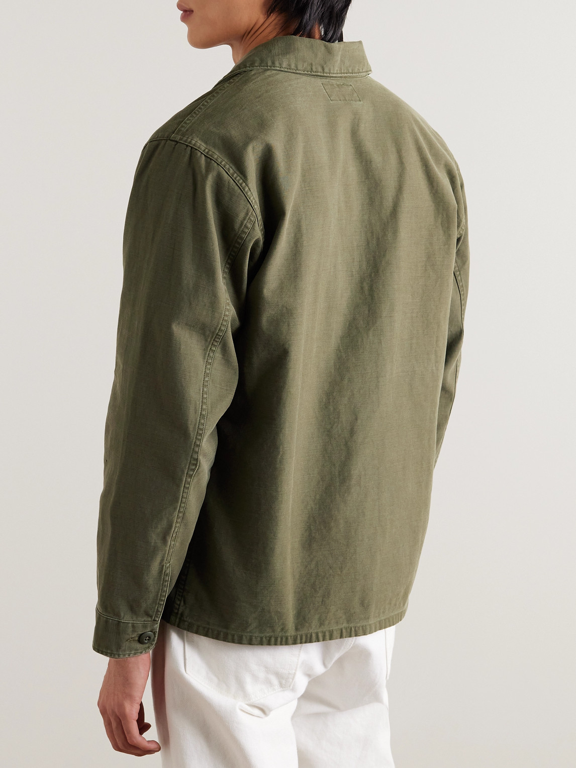 Shop Rrl Regiment Pin-embellished Cotton Overshirt In Green