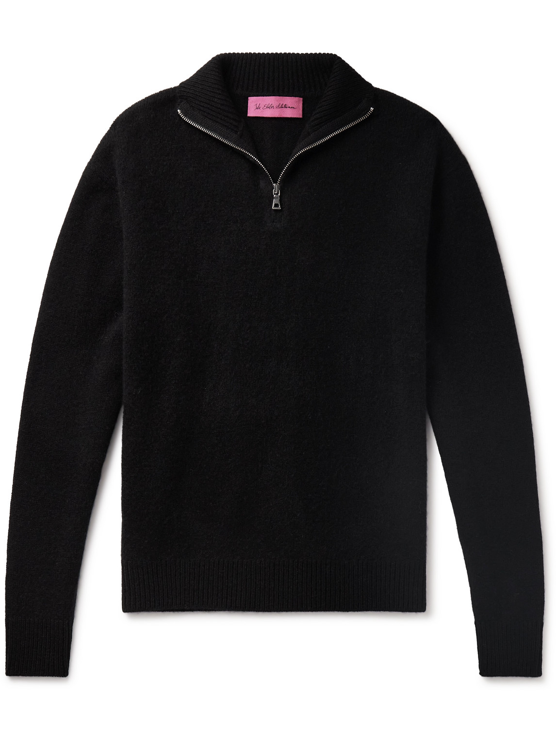 The Elder Statesman Cashmere Half-zip Sweater In Black