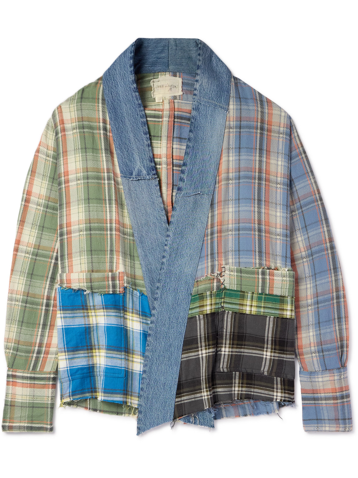 GL1 Denim-Trimmed Checked Cotton-Flannel Shirt