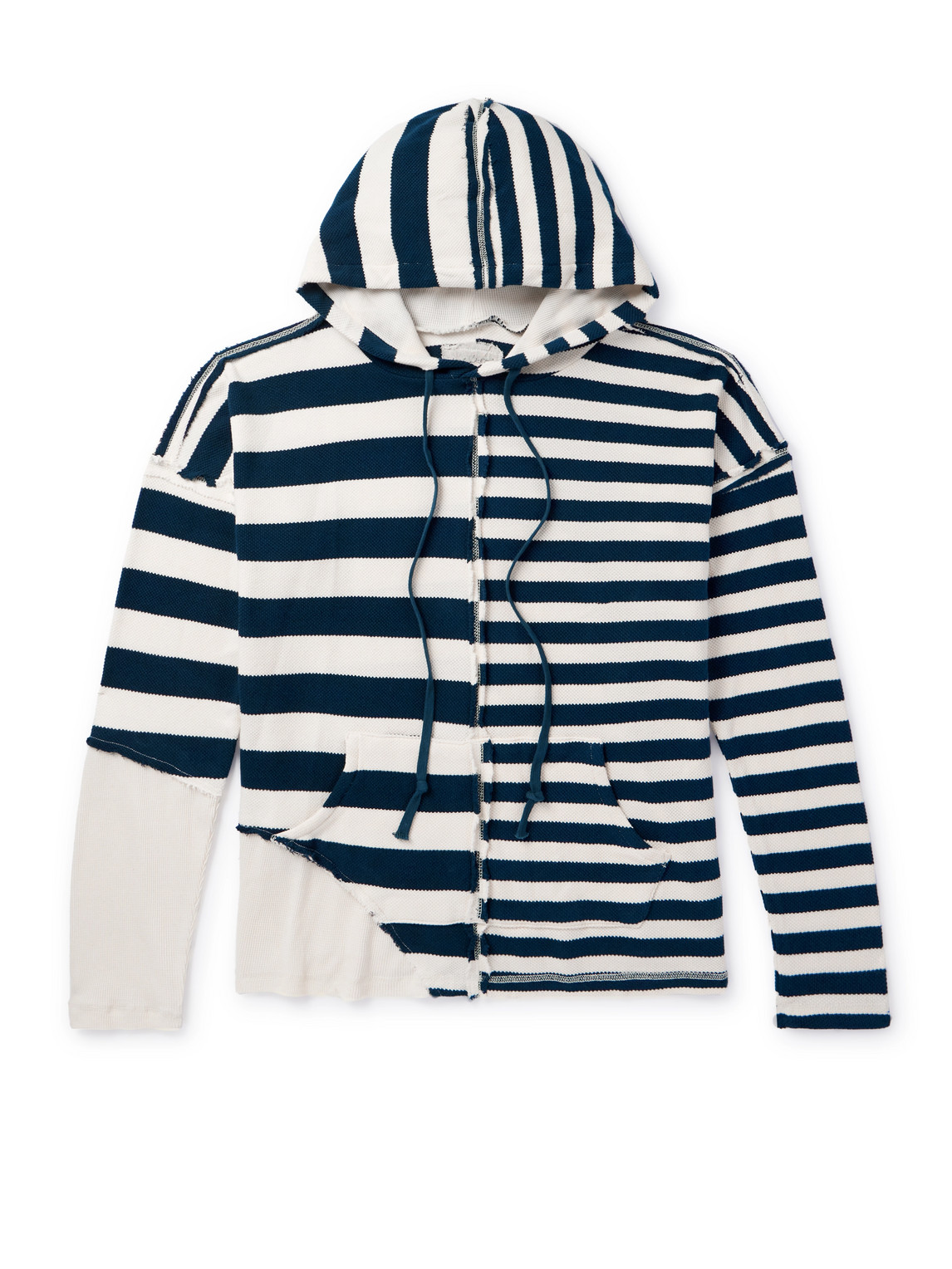 GREG LAUREN – Striped Cotton-Jersey Hoodie