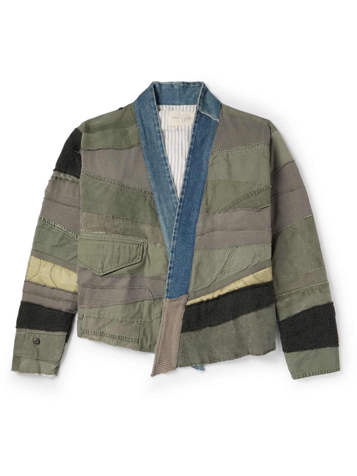 Greg Lauren Mixed Army Patchwork Cotton-blend Jacket In Black