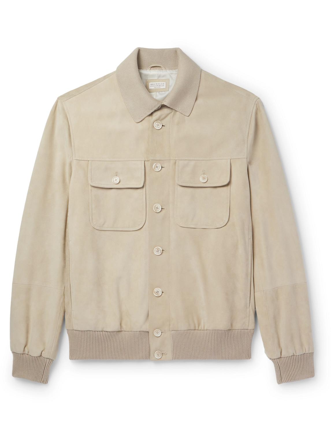 Shop Brunello Cucinelli Suede Jacket In Neutrals