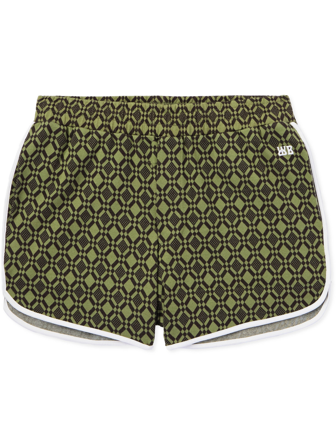 Wales Bonner The Selassie Straight-leg Jacquard-knit Stretch Organic Cotton Shorts In Green