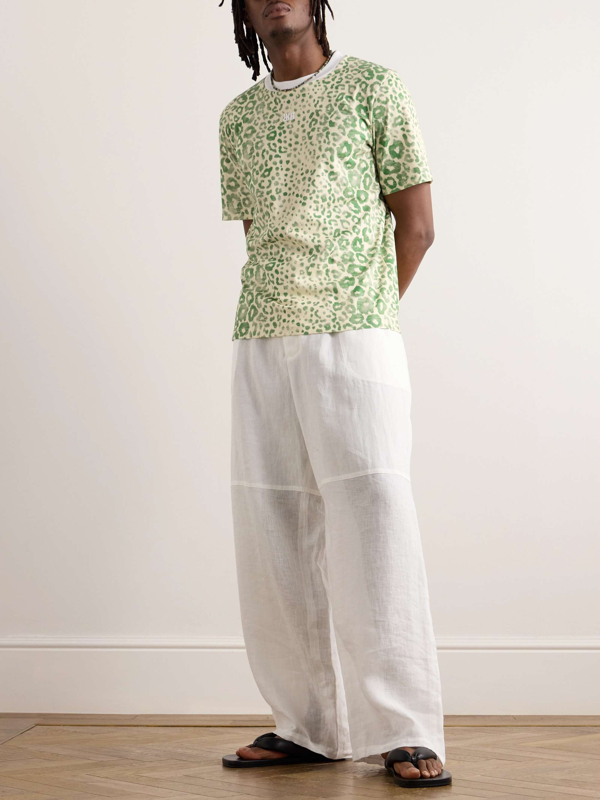 WALES BONNER Original Logo-Embroidered Leopard-Print Organic