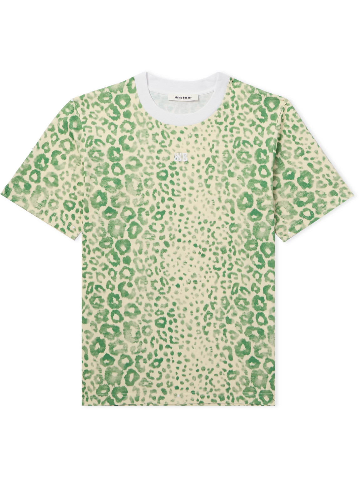 Wales Bonner Original Logo-embroidered Leopard-print Organic Cotton-jersey T-shirt In Green