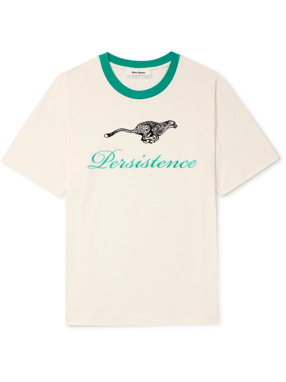 Shop Wales Bonner Resilience Embroidered Flocked Organic Cotton-jersey T-shirt In Neutrals