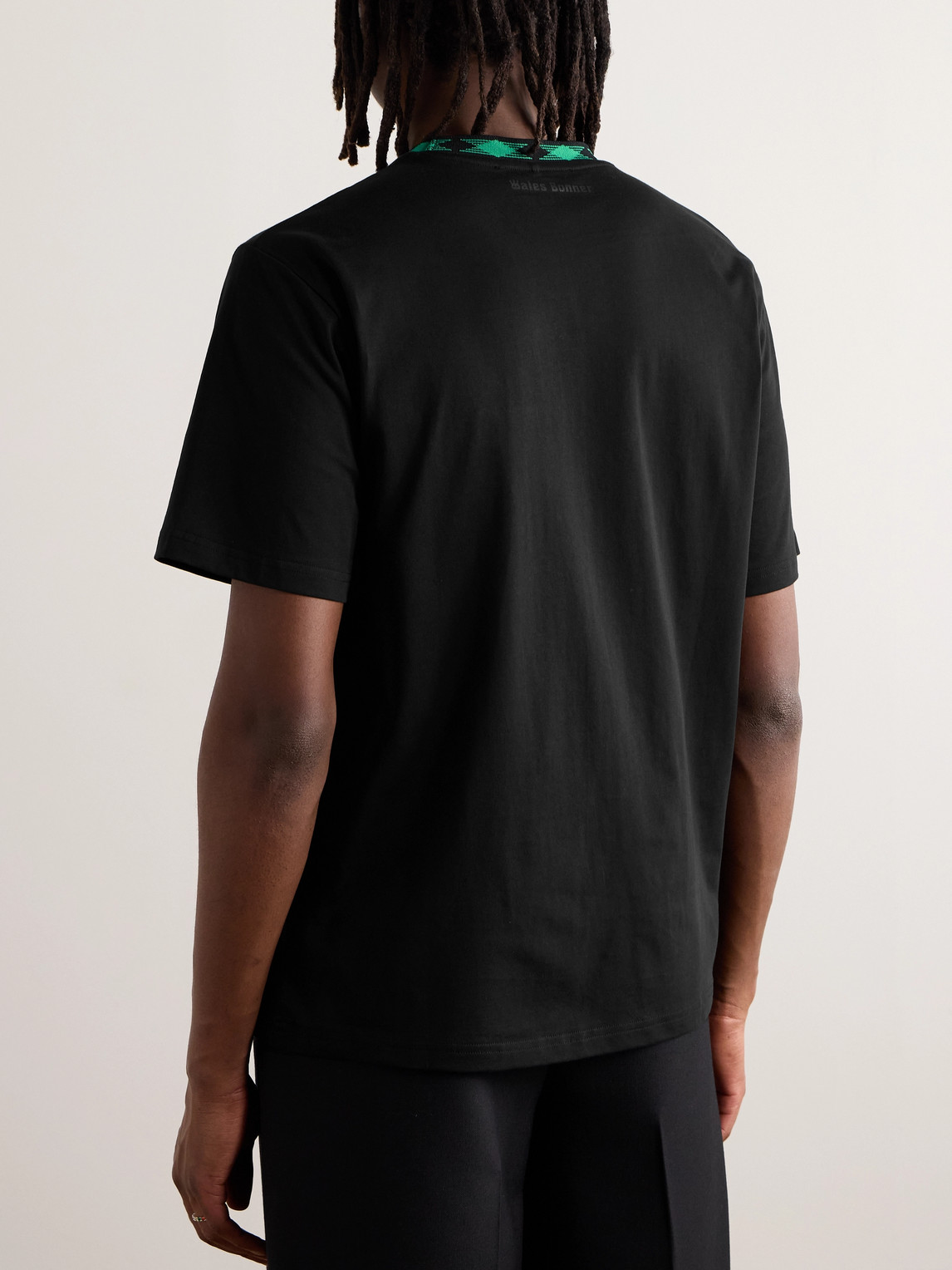 Shop Wales Bonner Logo-appliquéd Organic Cotton-jersey T-shirt In Black