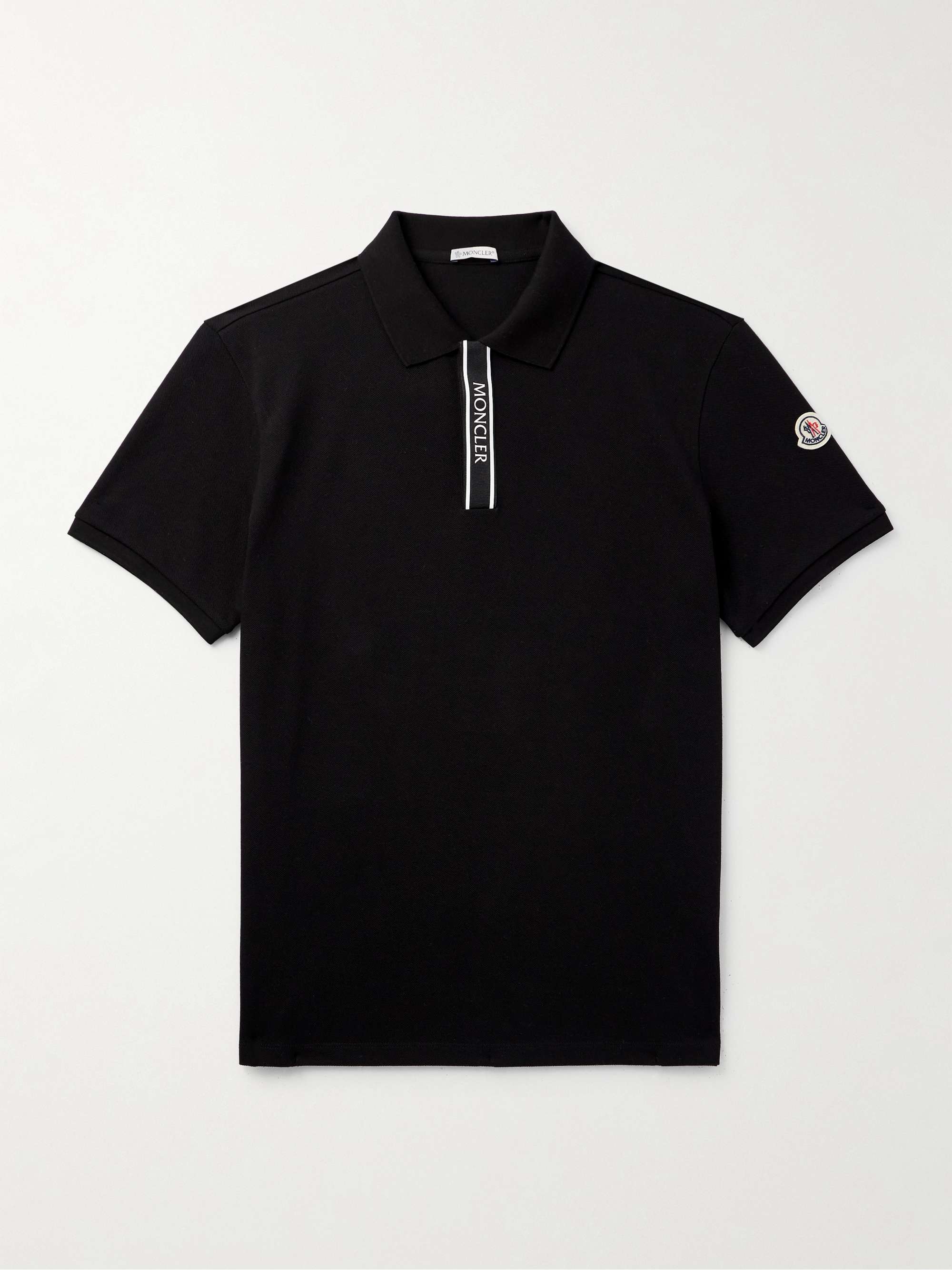 MONCLER Logo-Appliquéd Grosgrain-Trimmed Cotton-Piqué Polo Shirt for ...