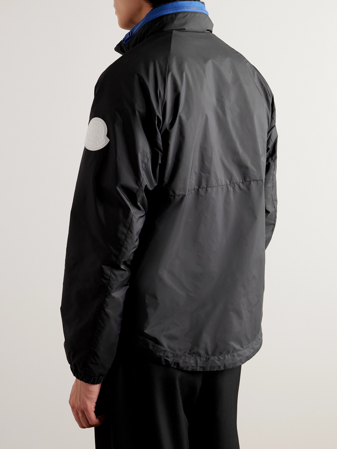 Shop Moncler Octano Logo-appliquéd Hooded Shell Jacket In Blue