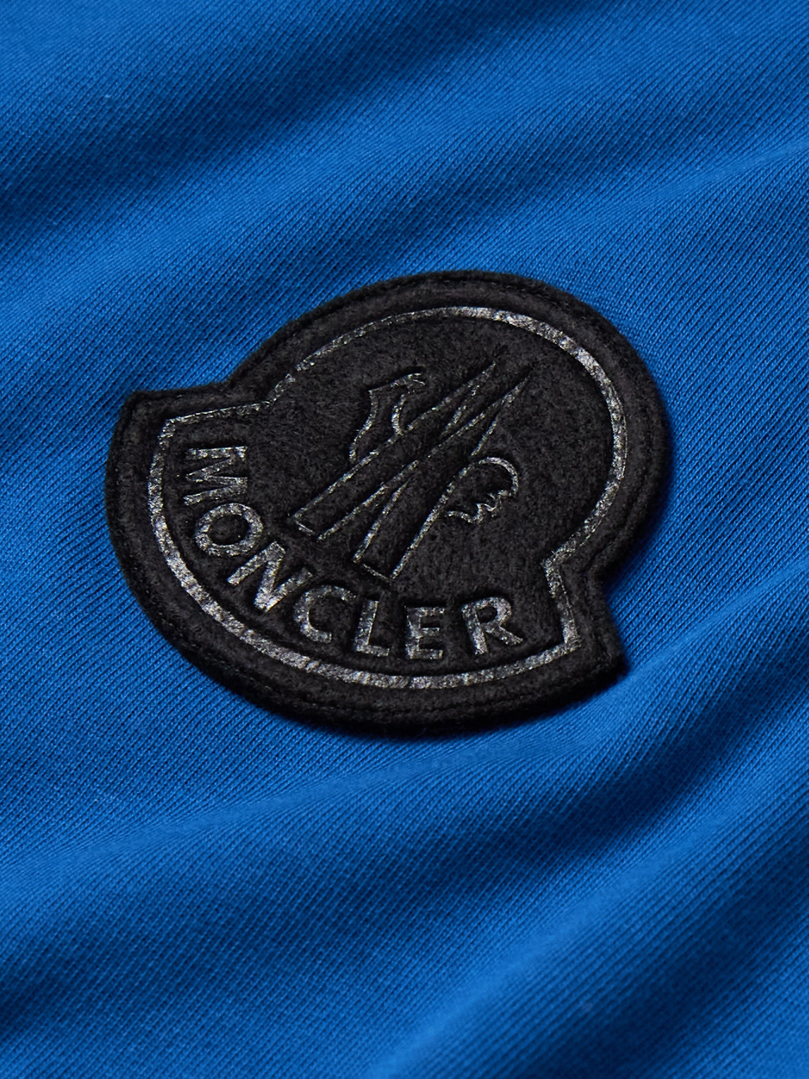 Shop Moncler Logo-appliquéd Cotton-jersey T-shirt In Blue