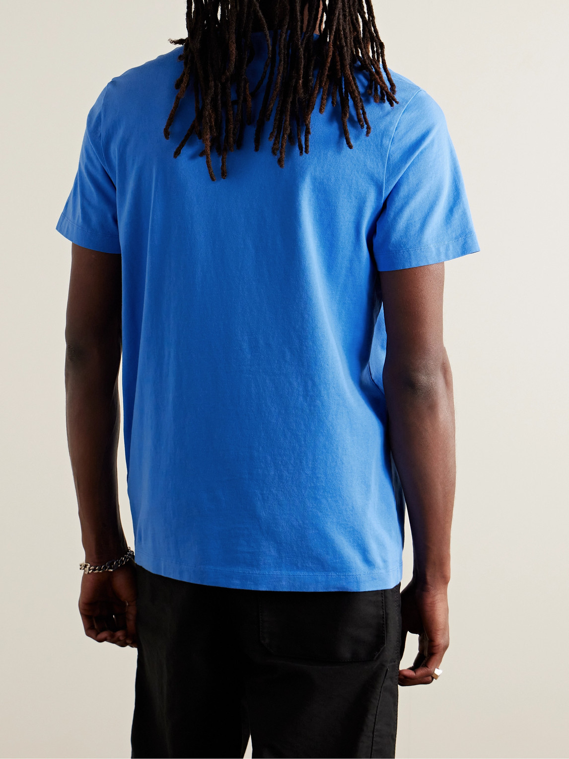 Moncler Slim-fit Logo-flocked Cotton-jersey T-shirt In Blue