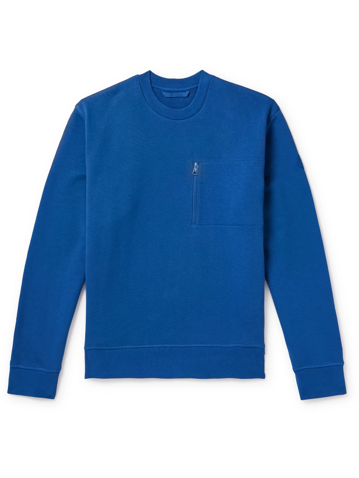 Moncler Logo-appliquéd Cotton-jersey Sweatshirt In Blue