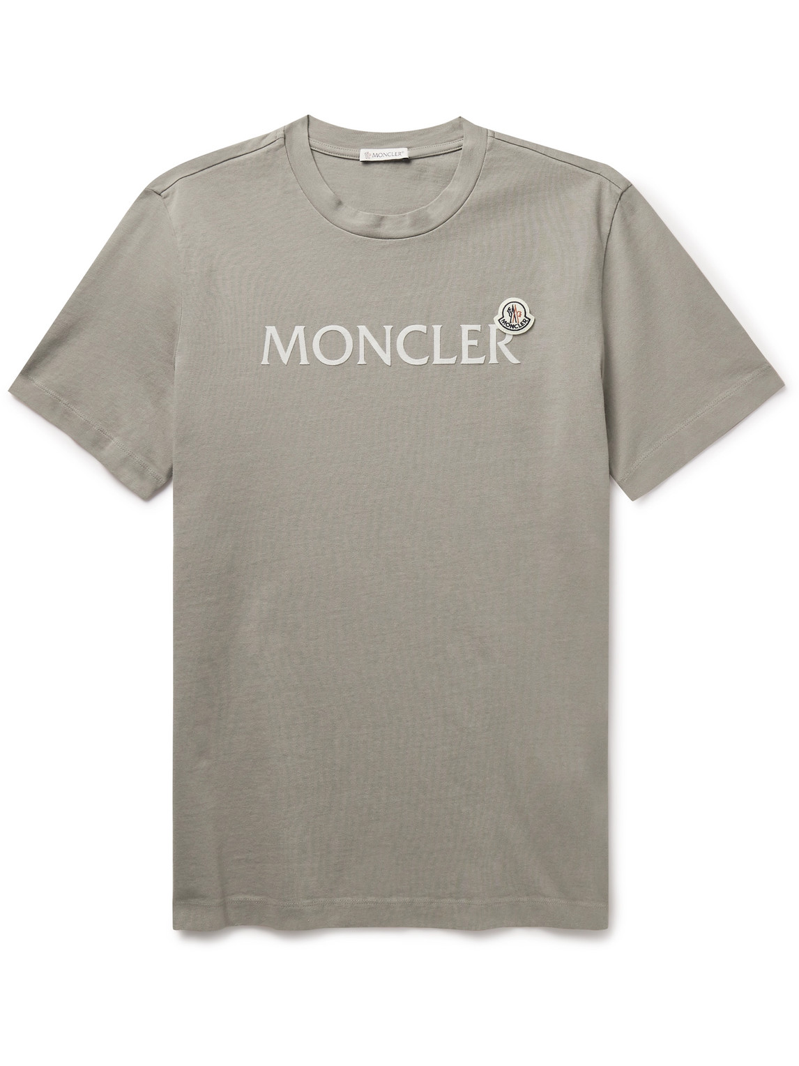 Moncler Logo-flocked Appliquéd Cotton-jersey T-shirt In Brown