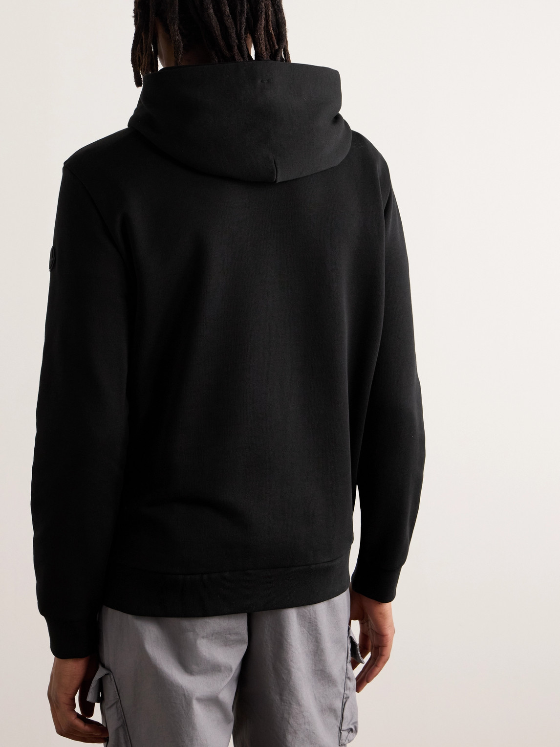 Shop Moncler Logo-appliquéd Printed Cotton-jersey Hoodie In Black