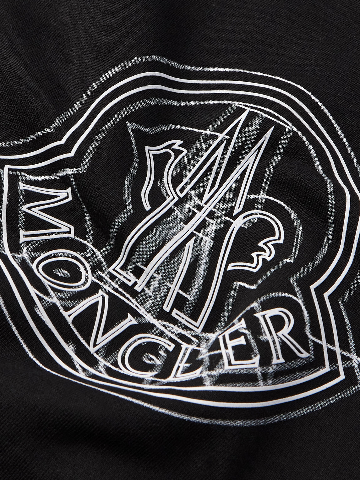 Shop Moncler Logo-appliquéd Printed Cotton-jersey Hoodie In Black
