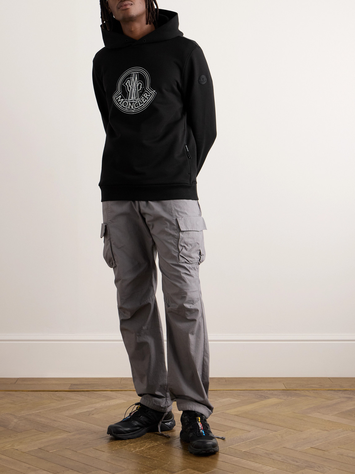 Moncler Hooded Sweater Kangaroo Pocket In Black