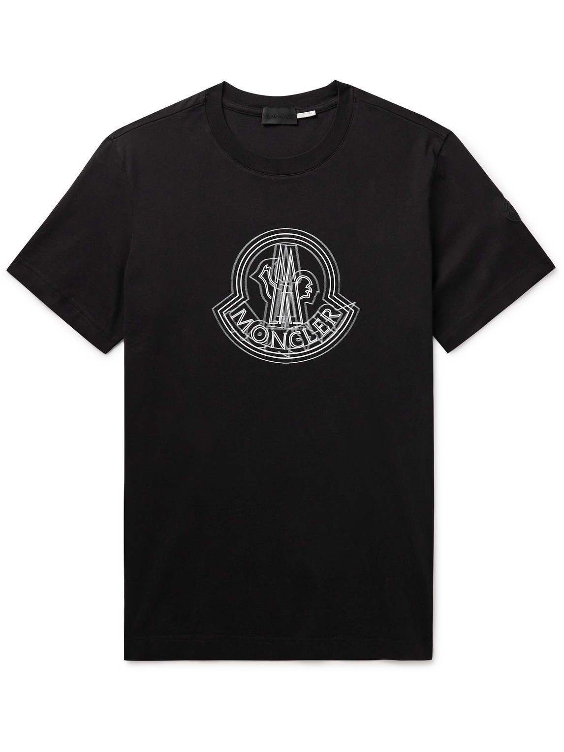 Moncler Logo-appliquéd Printed Cotton-jersey T-shirt In Black
