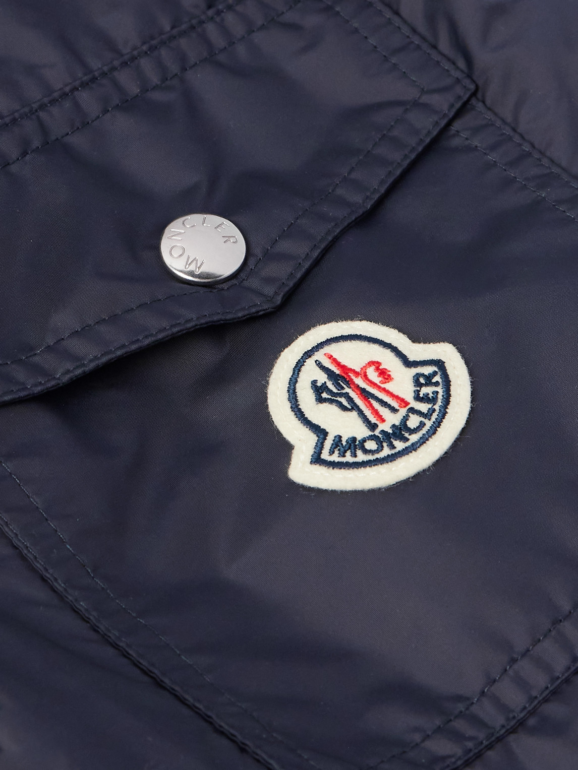 Shop Moncler Etiache Logo-appliqued Shell Hooded Jacket In Blue