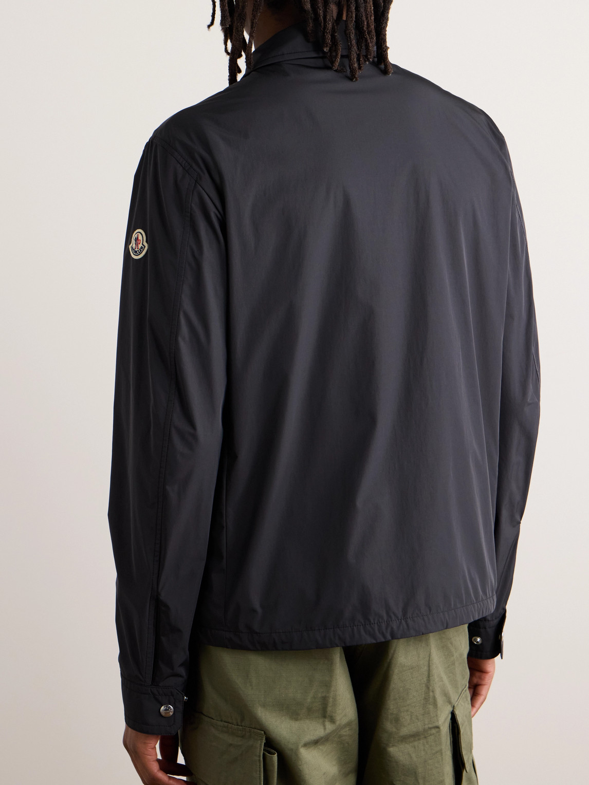 Moncler Logo-appliquéd Grosgrain-trimmed Shell Overshirt In Black