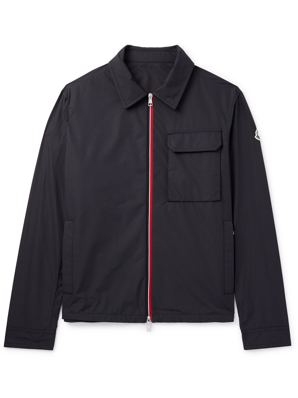 Moncler Logo-appliquéd Grosgrain-trimmed Shell Overshirt In Black