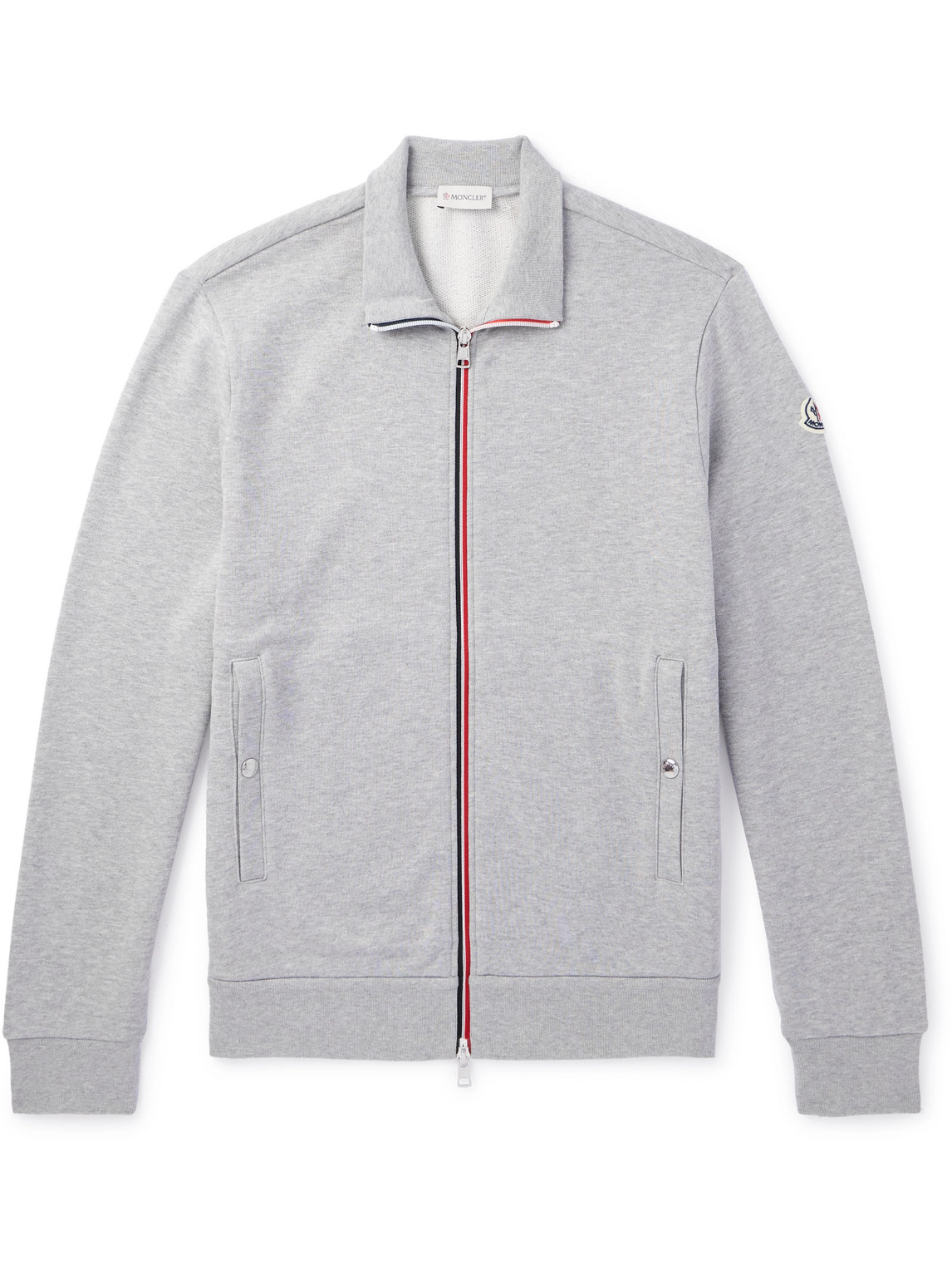 Moncler Logo-appliquéd Cotton-jersey Sweatshirt In Gray
