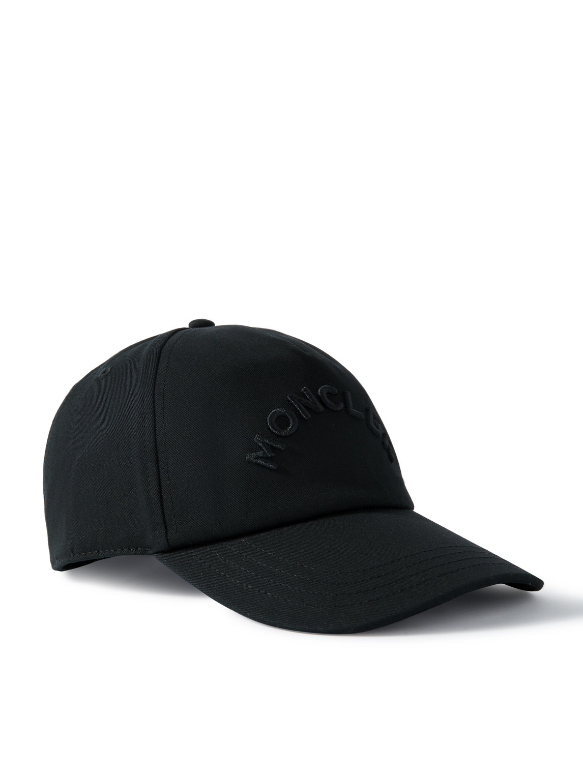 Moncler Logo-embellished Cotton-gabardine Baseball Cap In Black