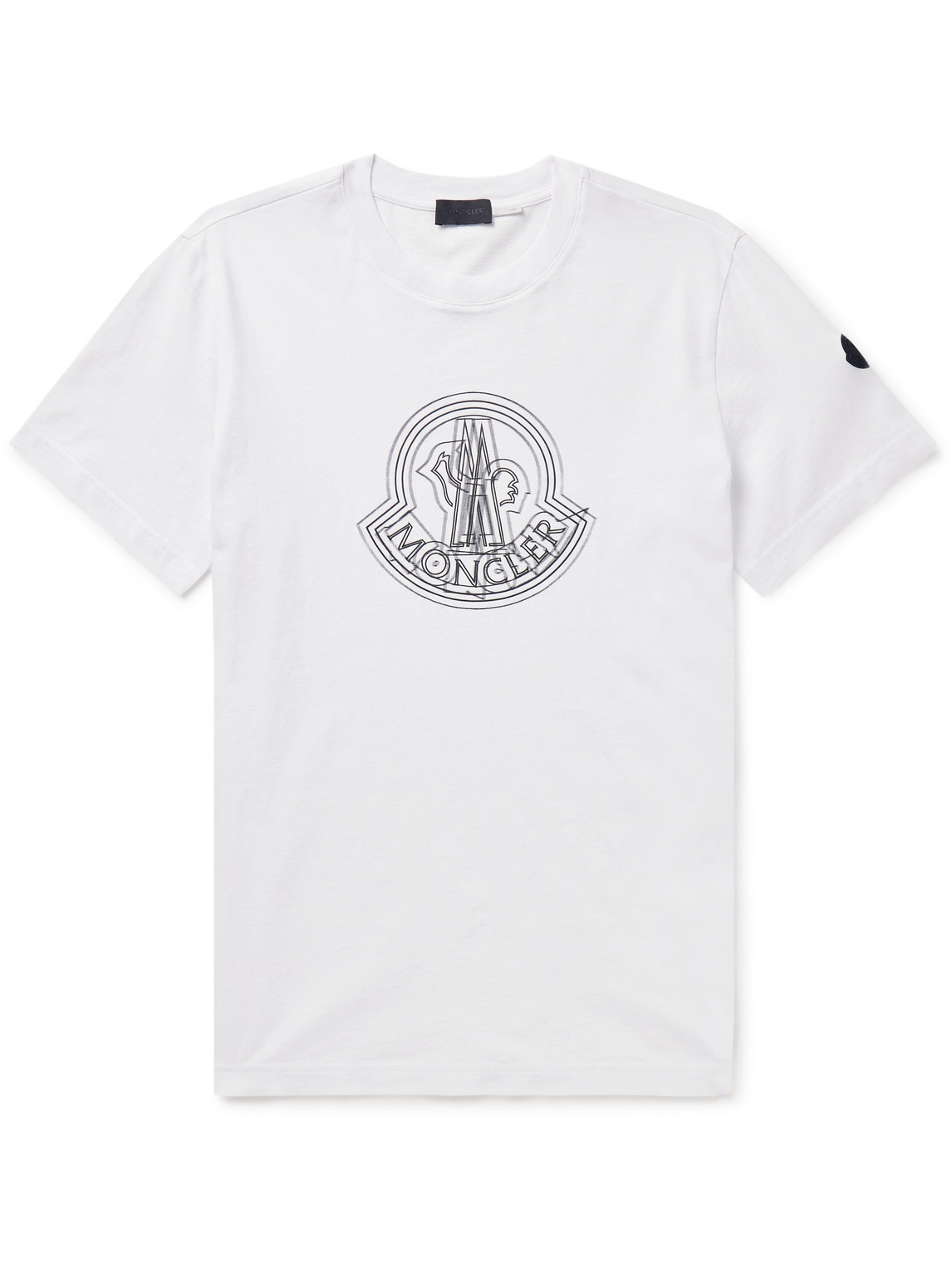 Moncler Logo-appliquéd Printed Cotton-jersey T-shirt In White