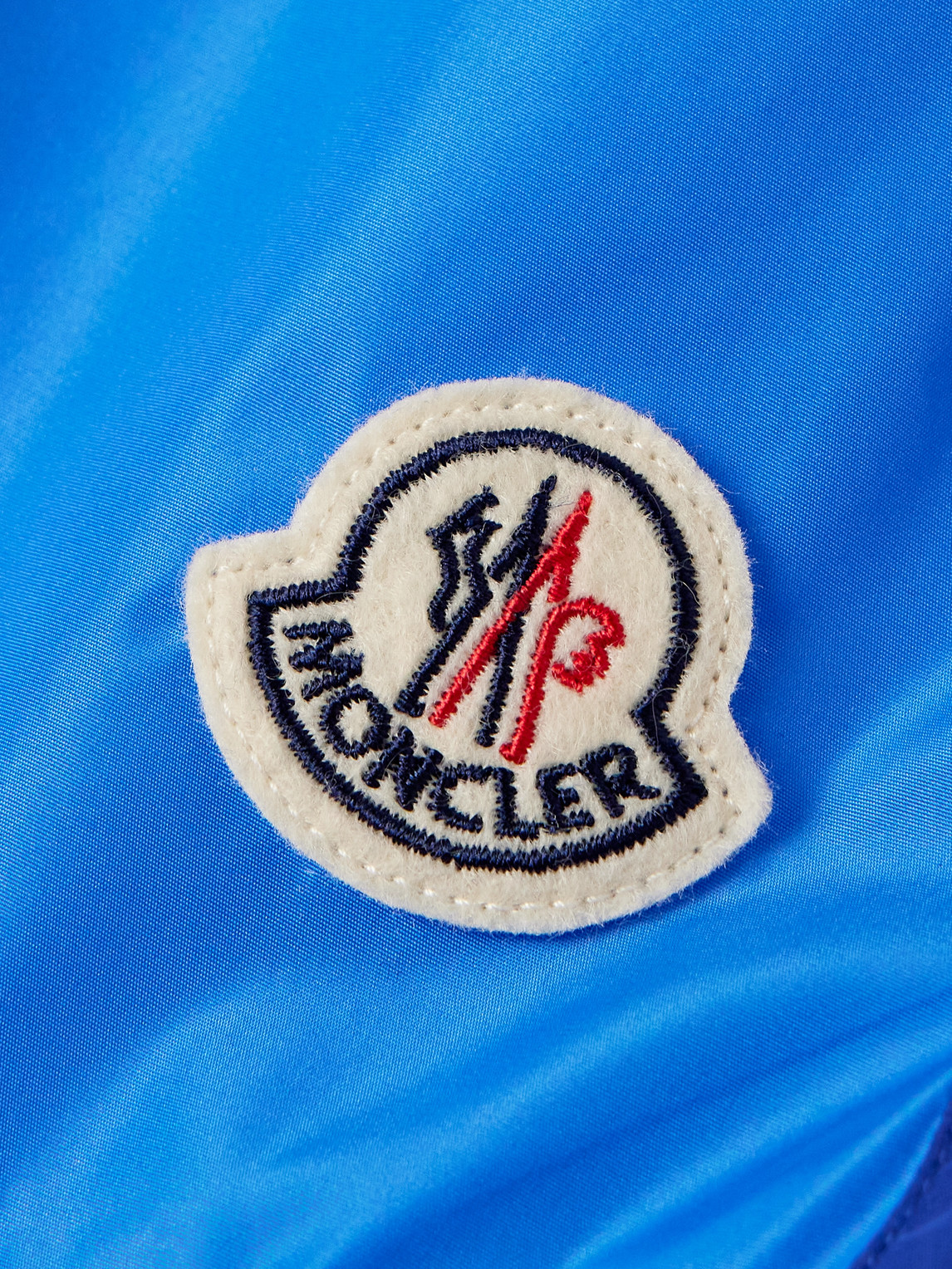 Shop Moncler Straight-leg Mid-length Logo-appliquéd Swim Shorts In Blue