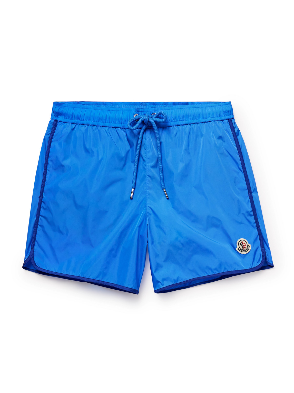 Moncler Straight-leg Mid-length Logo-appliquéd Swim Shorts In Blue