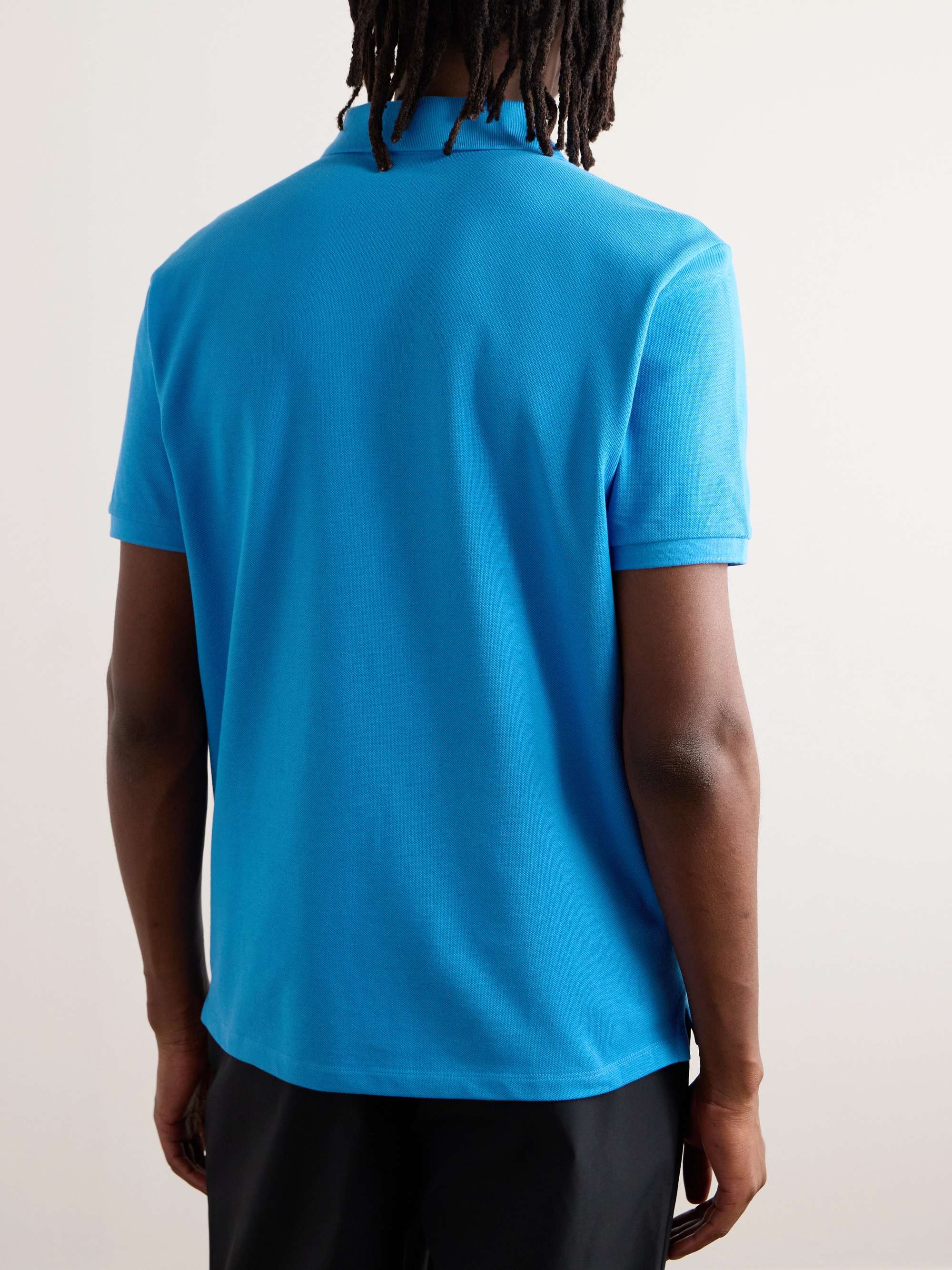 MONCLER Logo-Appliquéd Grosgrain-Trimmed Cotton-Piqué Polo