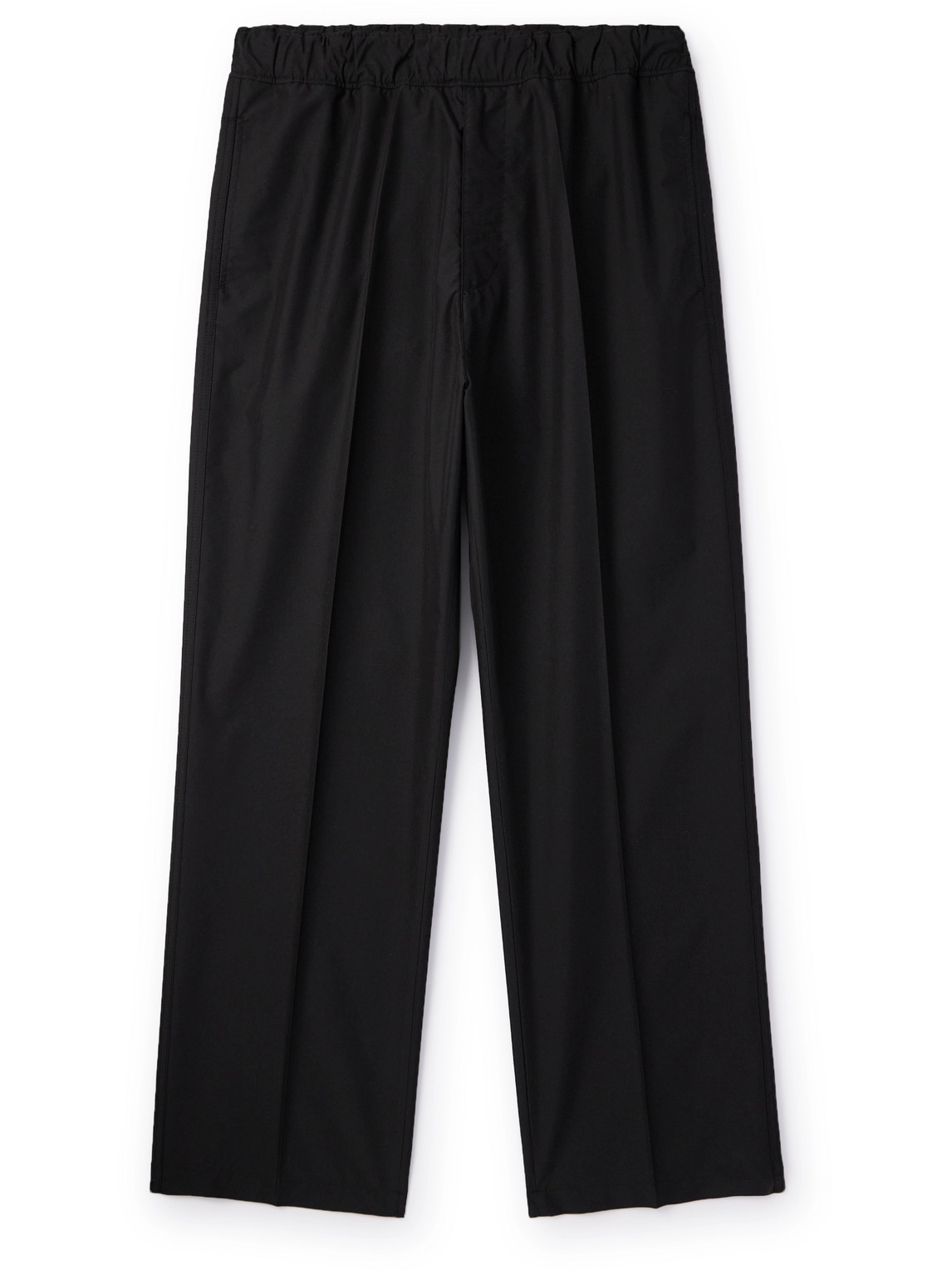 Moncler Straight-leg Cotton-blend Poplin Trousers In Black