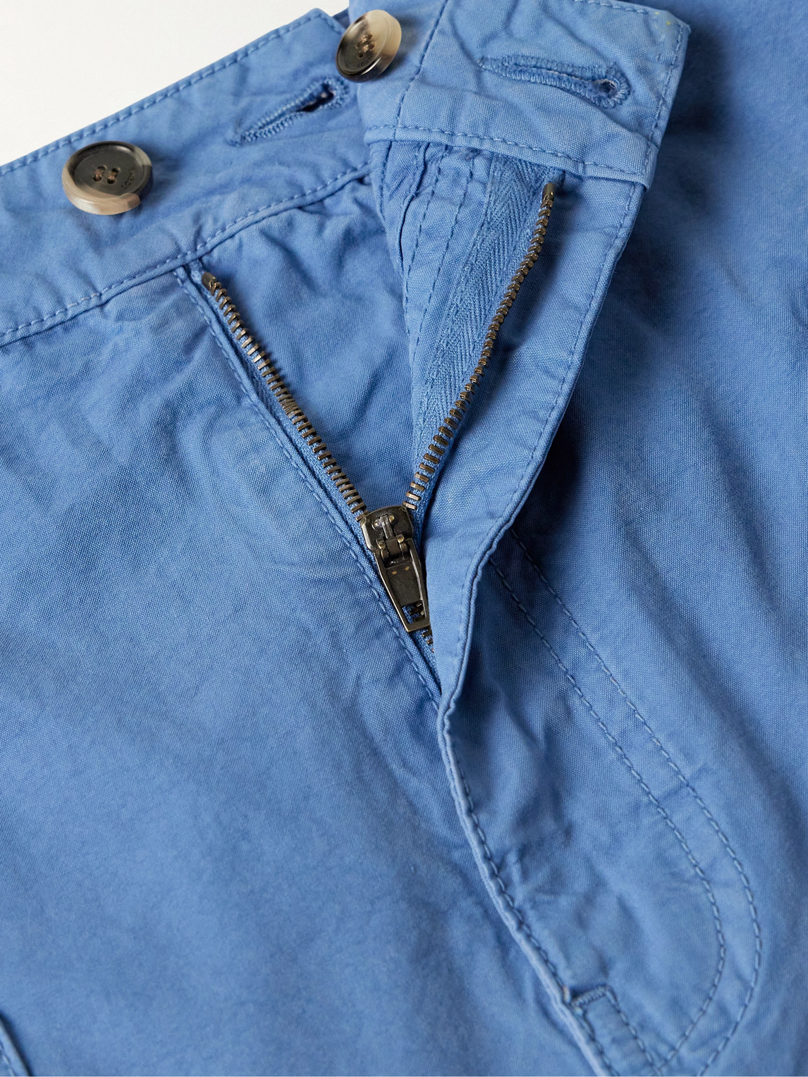 Shop Loewe Tapered Cotton Cargo Trousers In Blue
