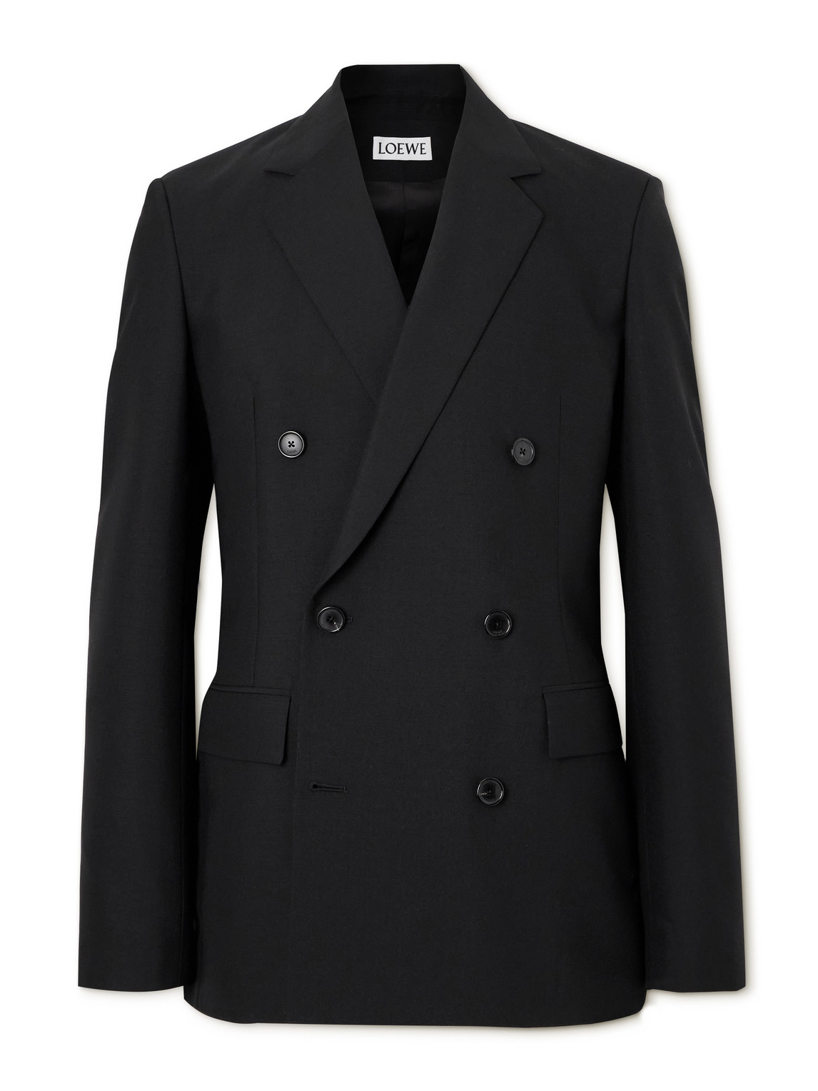 Loewe Double-breasted Wool And Mohair-blend Suit Jacket In Black