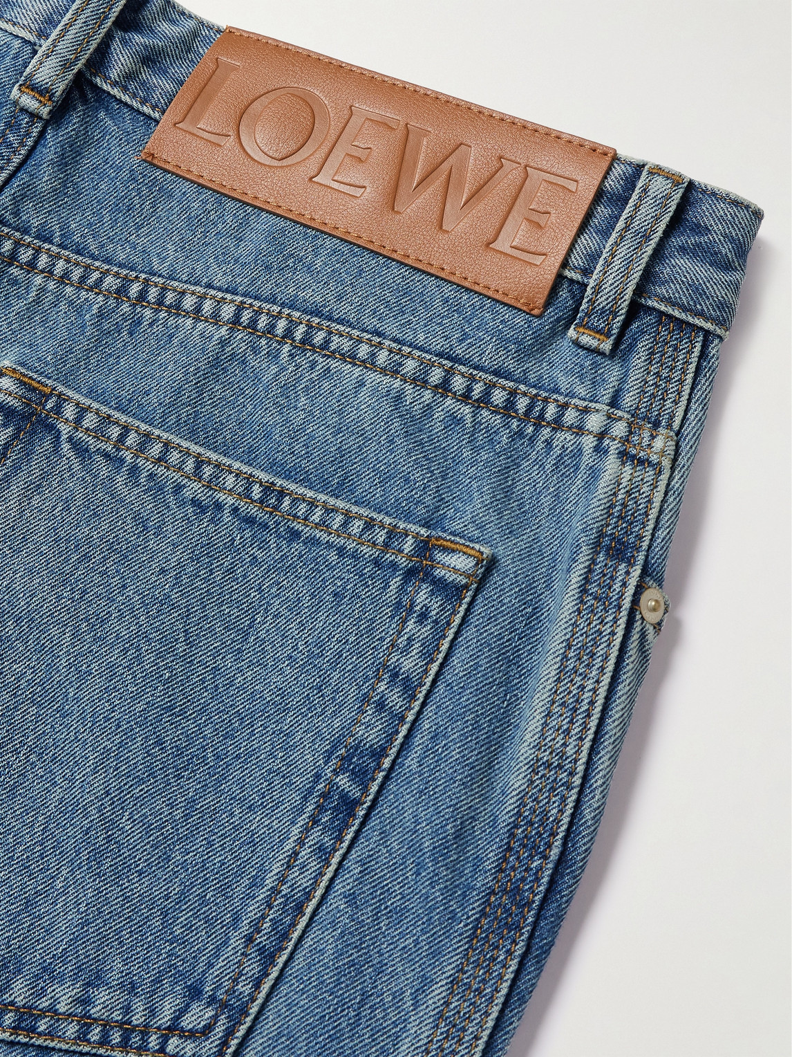 Shop Loewe Anagram Straight-leg Logo-appliquéd Jeans In Blue