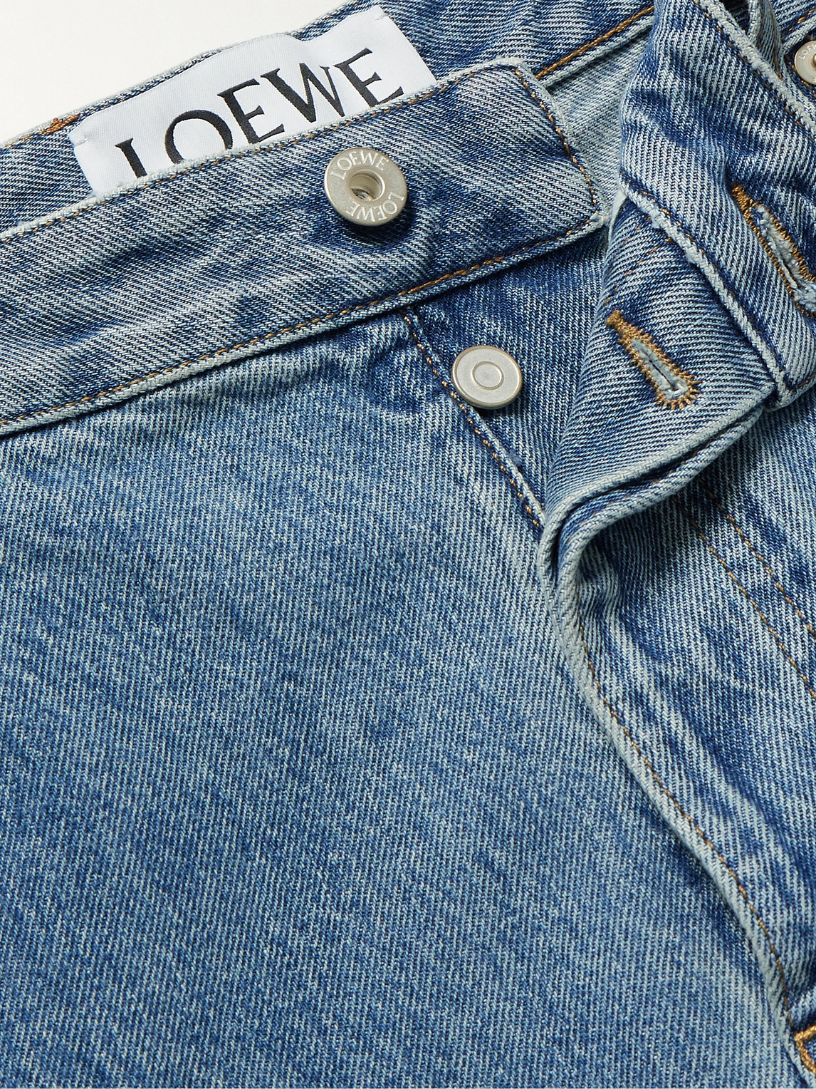 Shop Loewe Anagram Straight-leg Logo-appliquéd Jeans In Blue