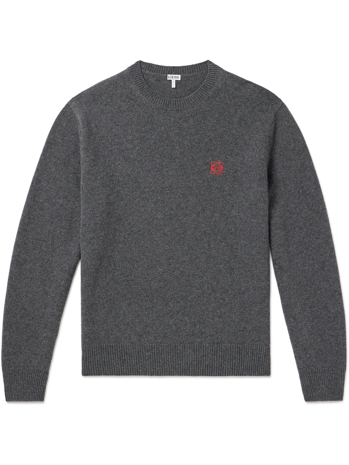 Loewe Anagram Logo-embroidered Wool Sweater In Gray