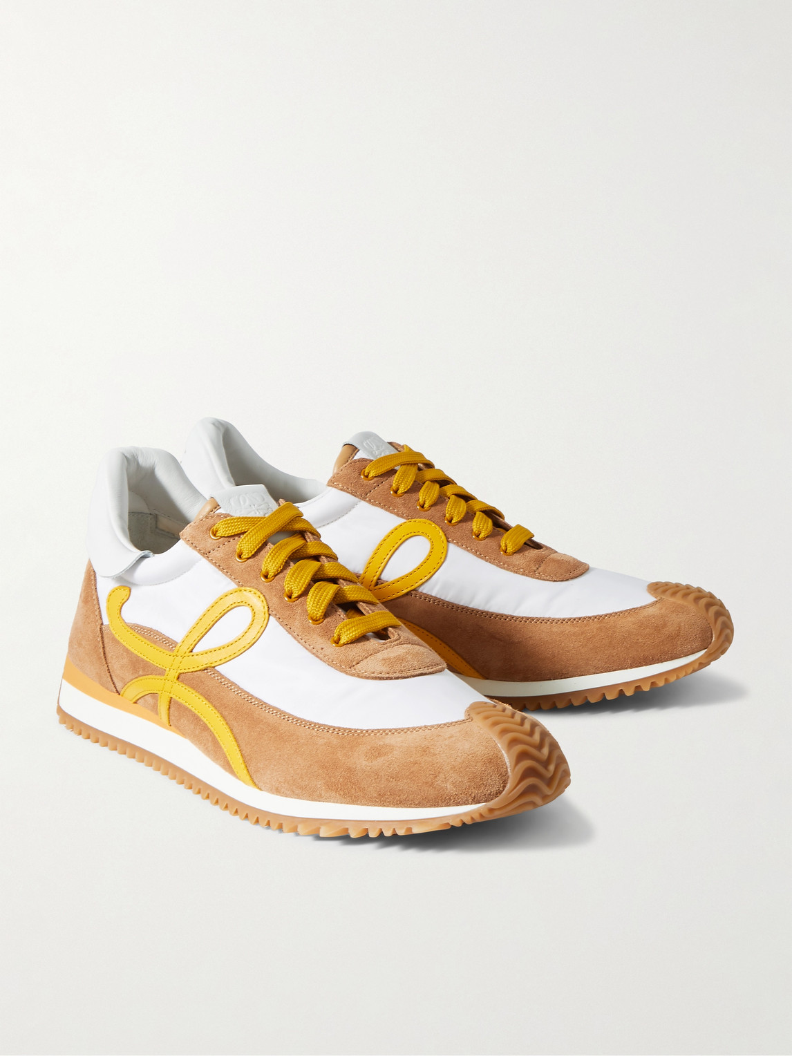 Shop Loewe Flow Runner Leather-trimmed Suede And Nylon Sneakers In White