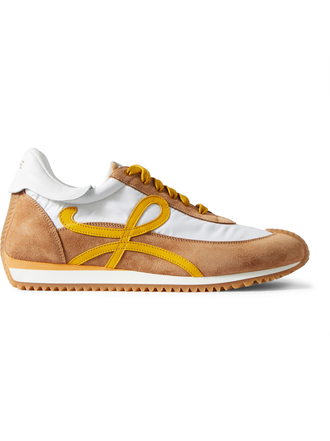 Shop Loewe Flow Runner Leather-trimmed Suede And Nylon Sneakers In White